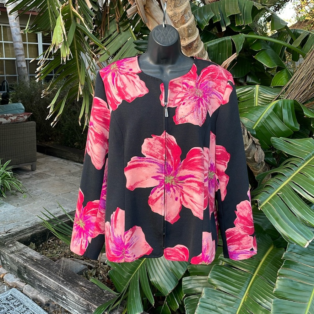 Victor Costa dark floral beaded  jacket